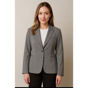 Tahari Arthur S Levine Women Gray Button Blazer Jacket‎ Size 8